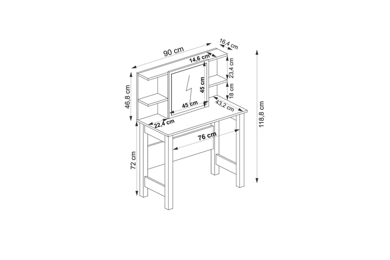 Sminkbord Benaia 90 cm - Antracit - Möbler - Bord & matgrupp - Sminkbord & toalettbord