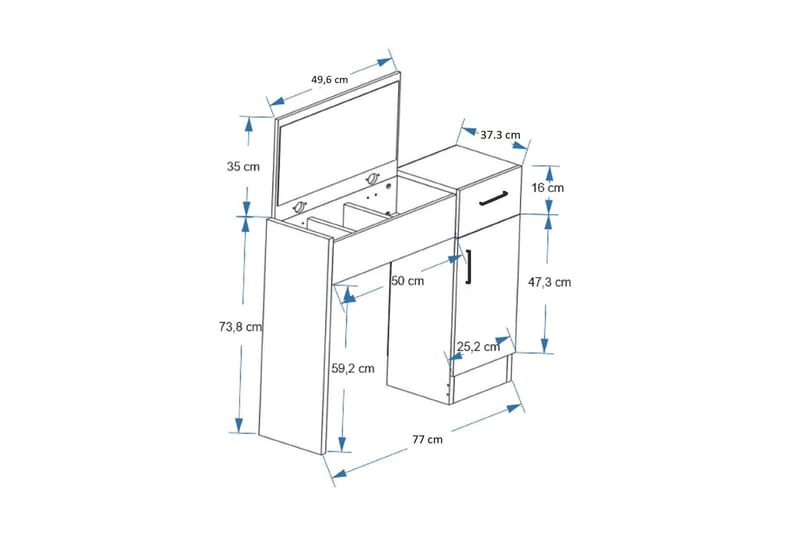 Sminkbord Elgar 77 cm - Brun/Antracit - Möbler - Bord & matgrupp - Sminkbord & toalettbord