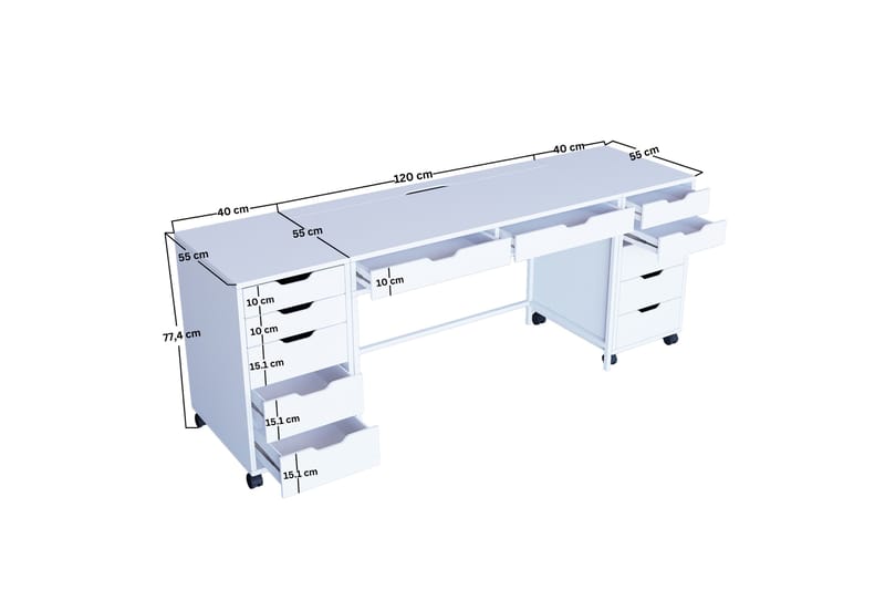 Sminkbord Esinler 200 cm - Mattvit - Möbler - Bord & matgrupp - Sminkbord & toalettbord