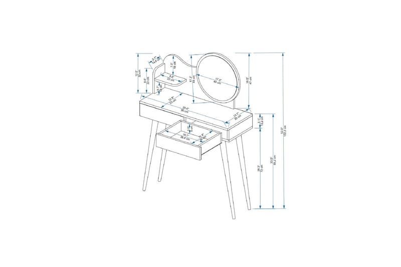 Sminkbord Gutty 90 cm - Vit - Möbler - Bord & matgrupp - Sminkbord & toalettbord