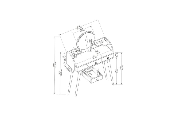 Sminkbord Habiba 93,6 cm - Antracit - Möbler - Bord & matgrupp - Sminkbord & toalettbord