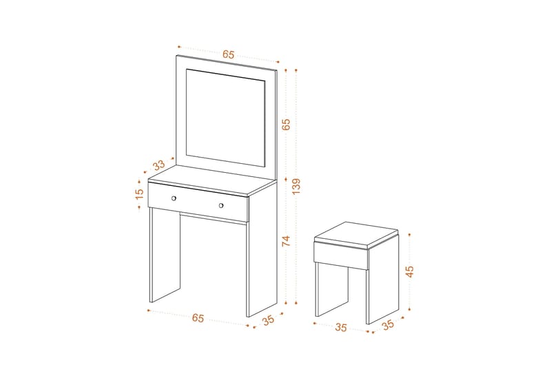 Sminkbord Haywood 65 cm - Vit/Guld - Möbler - Bord & matgrupp - Sminkbord & toalettbord