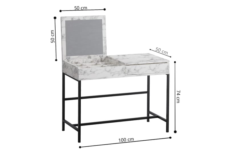 Sminkbord Lindadia 100 cm - Vit marmor - Möbler - Bord & matgrupp - Sminkbord & toalettbord