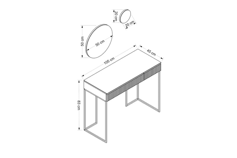 Sminkbord Makyaj 105 cm - Antracit - Möbler - Bord & matgrupp - Sminkbord & toalettbord