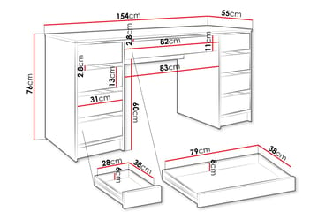 Sminkbord Moon 154 cm - Vit - Möbler - Bord & matgrupp - Sminkbord & toalettbord