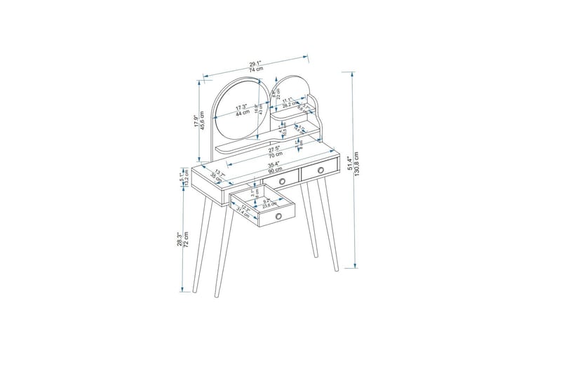 Sminkbord Ruges 74 cm - Antracit - Möbler - Bord & matgrupp - Sminkbord & toalettbord