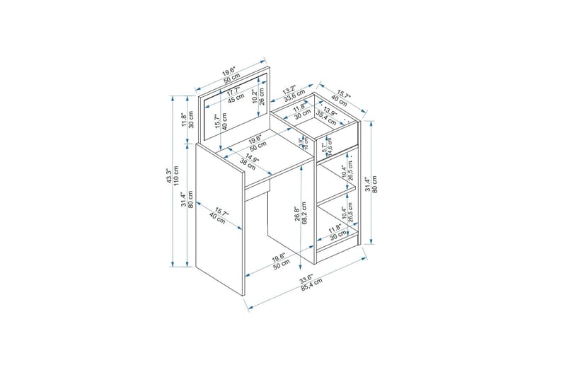 Sminkbord Sedef 85,4 cm - Brun/Antracit - Möbler - Bord & matgrupp - Sminkbord & toalettbord