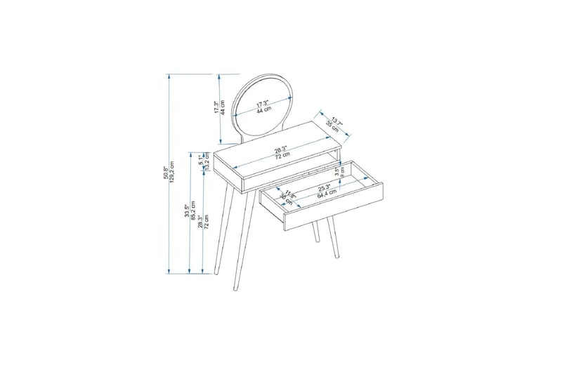 Sminkbord Tarre 72 cm - Antracit - Möbler - Bord & matgrupp - Sminkbord & toalettbord