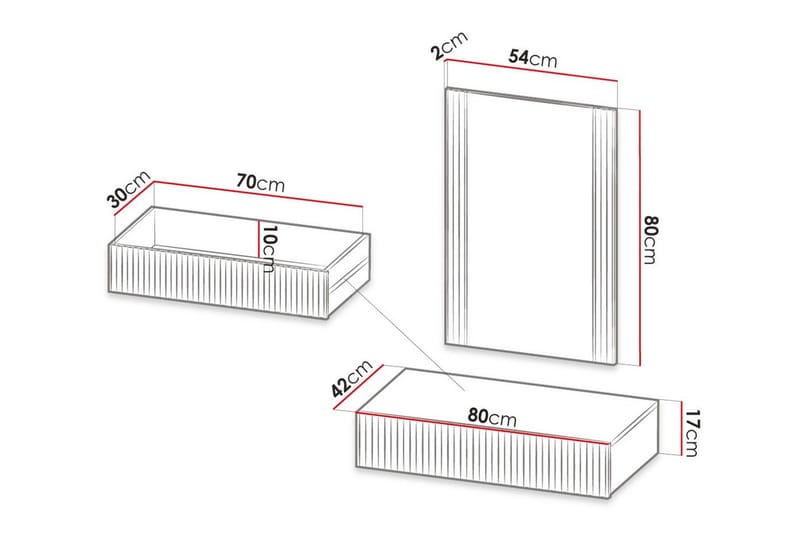 Juniskär svävande sminkbord med vägghängd spegel - 80x42 Ek - Brun - Möbler - Bord & matgrupp - Sminkbord & toalettbord