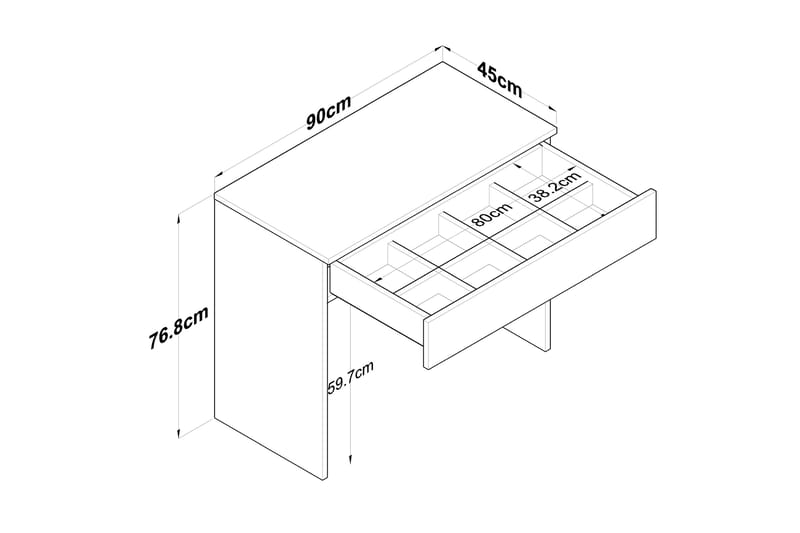 Sminkbord Junji 90x76,8 cm Vit - Hanah Home - Möbler - Bord & matgrupp - Sminkbord & toalettbord