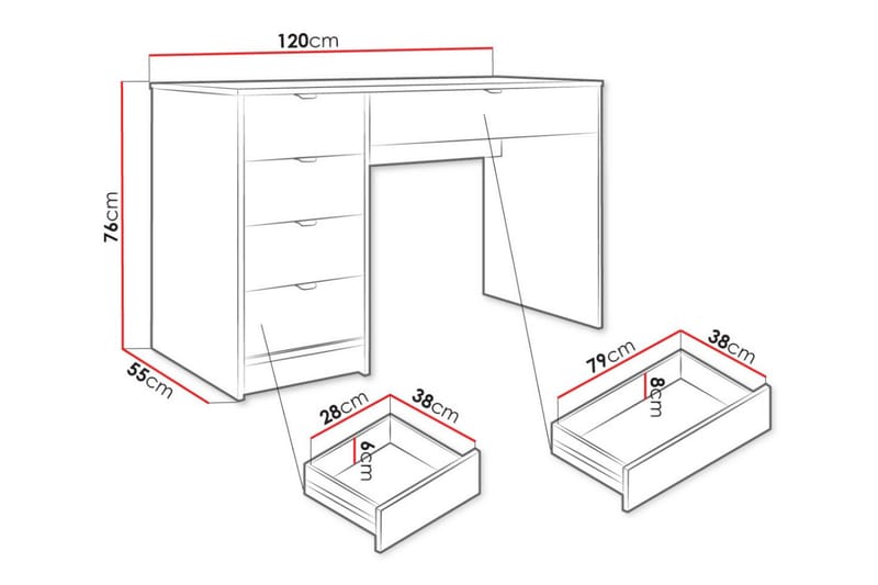 Sminkbord Novaj Med förvaring 55 cm djup 120 cm bred - Vit - Möbler - Bord & matgrupp - Sminkbord & toalettbord