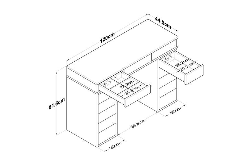 Sminkbord Ramender 120 cm - Vit - Möbler - Bord & matgrupp - Sminkbord & toalettbord