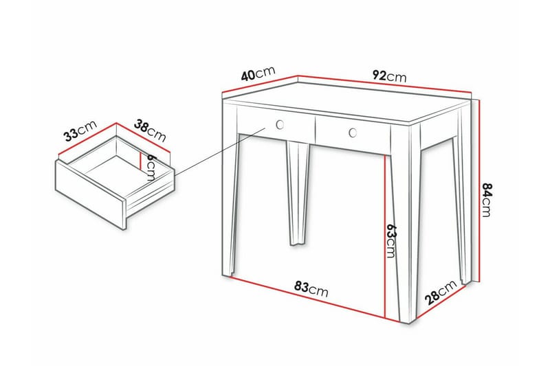 Sminkbord Rathmore 92x40 cm - Vit - Möbler - Bord & matgrupp - Sminkbord & toalettbord