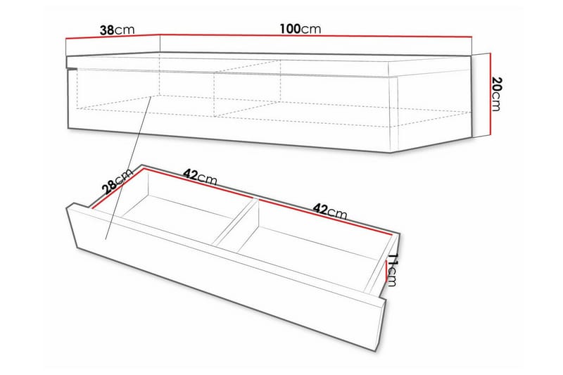 Sminkbord Staffin 100x38 cm - Svart - Möbler - Bord & matgrupp - Sminkbord & toalettbord