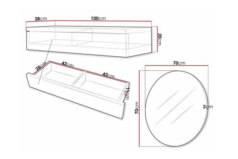 Sminkbord Staffin 100x38 cm - Svart - Möbler - Bord & matgrupp - Sminkbord & toalettbord