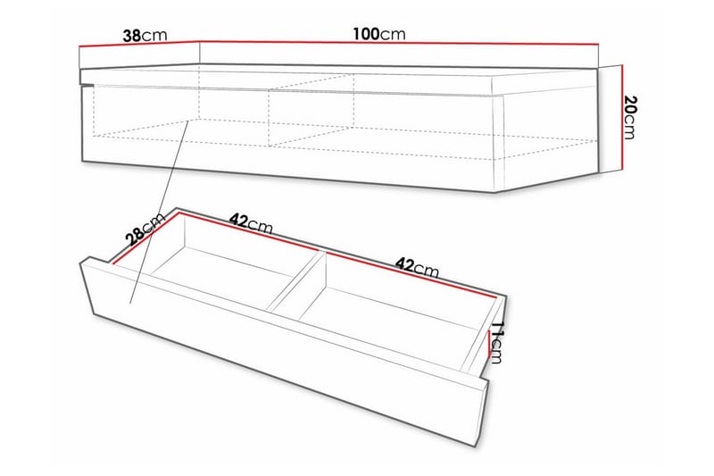 Sminkbord Staffin 100x38 cm - Vit - Möbler - Bord & matgrupp - Sminkbord & toalettbord