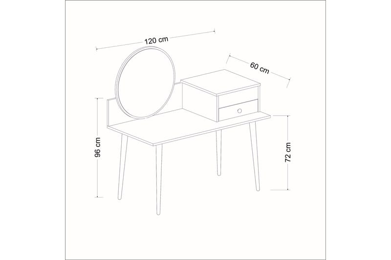 Sminkbord Straat 120x96 cm Vit - Hanah Home - Möbler - Bord & matgrupp - Sminkbord & toalettbord