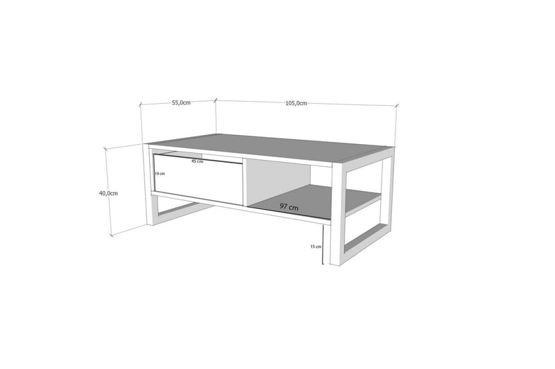 Soffbord Haldizen 105 cm - Guld/Marmor - Möbler - Bord & matgrupp - Soffbord