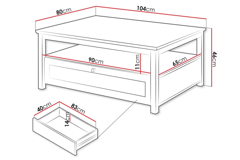 Soffbord Hammerdal 104 cm - Vit/Ek - Möbler - Bord & matgrupp - Soffbord