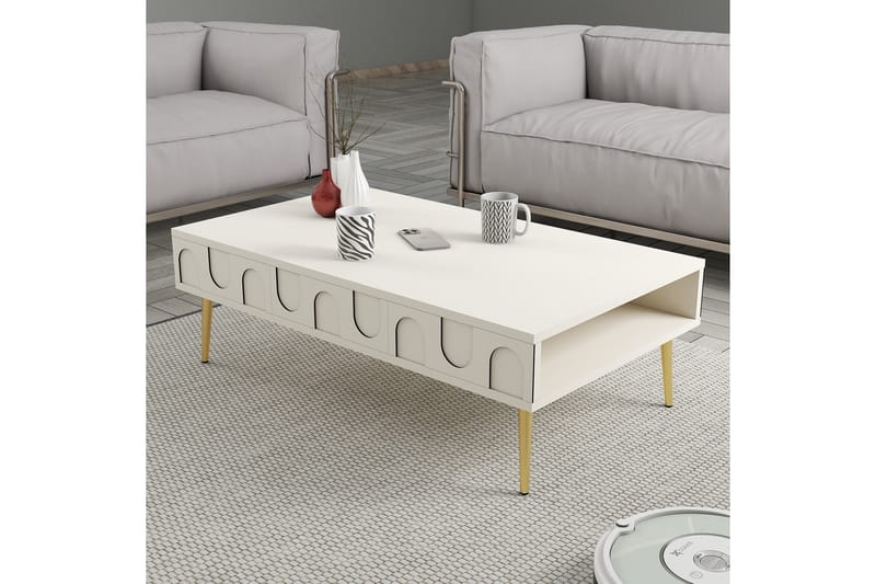 Soffbord Hazim 105 cm - Cream/Guld - Möbler - Bord & matgrupp - Soffbord