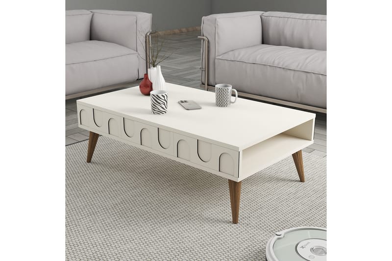 Soffbord Hazim 105 cm - Cream/Valnöt - Möbler - Bord & matgrupp - Soffbord