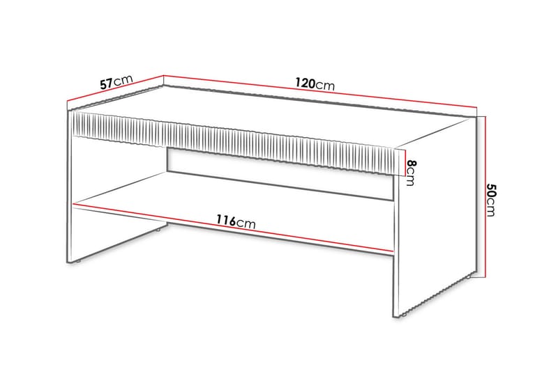 Juniskär ribbad soffbord med hyllförvaring rektangulärt - 120x57x50 Svart - Möbler - Bord & matgrupp - Soffbord