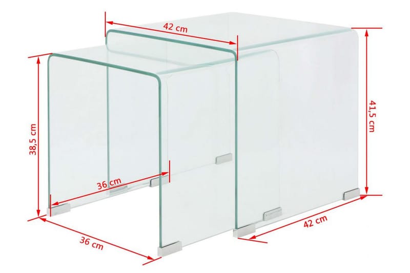 Satsbord 2 st bord härdat klarglas - Transparent - Möbler - Bord & matgrupp - Soffbord