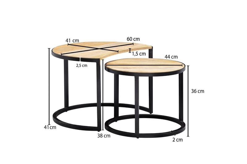 Satsbord Clanton 60 cm Runt - Brun/Svart - Möbler - Bord & matgrupp - Soffbord