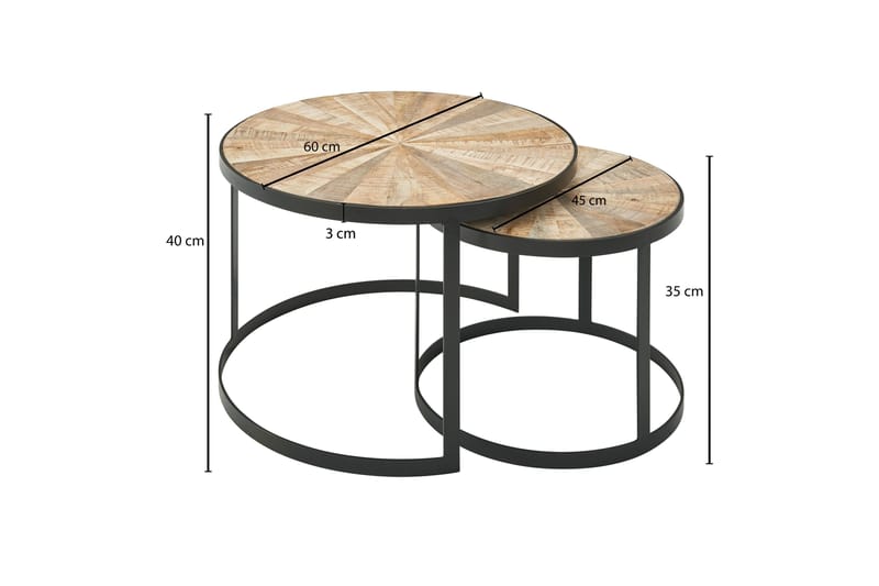 Satsbord Clanton 60 cm Runt - Mörkgrå/Svart - Möbler - Bord & matgrupp - Soffbord