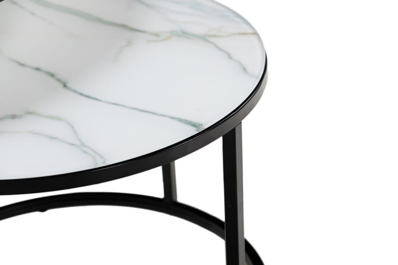 Satsbord Grasp Marmorglas - Svart|Vit - Klaffbord & hopfällbart bord - Marmorbord - Soffbord - Satsbord