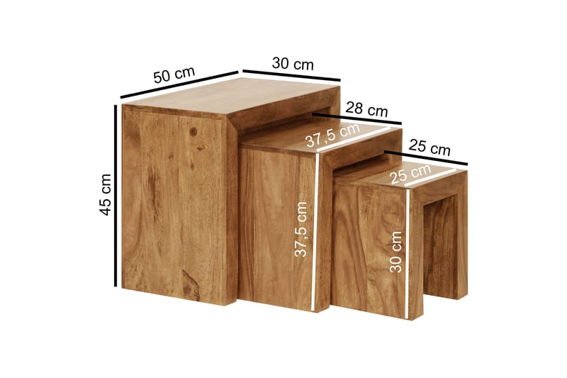 Satsbord Musall 45 cm 3 Bord - Akacia - Möbler - Bord & matgrupp - Soffbord