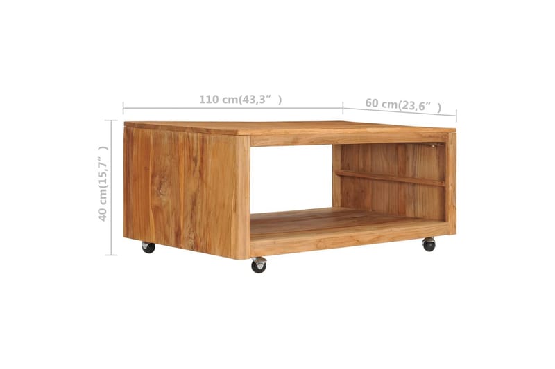 Soffbord 110x60x40 cm massiv teak - Brun - Möbler - Bord & matgrupp - Soffbord - Soffbord med hjul