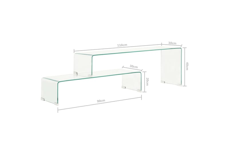 Soffbord 2 delar 90x30x20/110x30x40 cm härdat glas - Transparent - Möbler - Bord & matgrupp - Soffbord