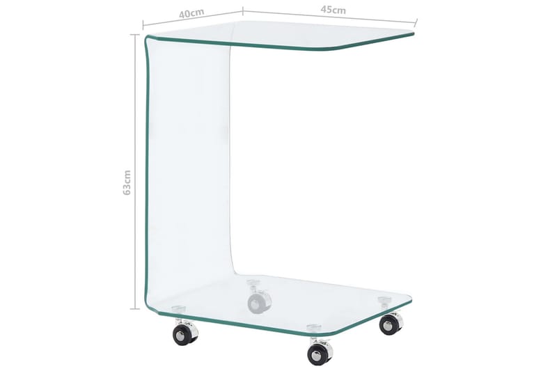 Soffbord 45x40x63 cm härdat glas - Transparent - Möbler - Bord & matgrupp - Soffbord - Soffbord med hjul