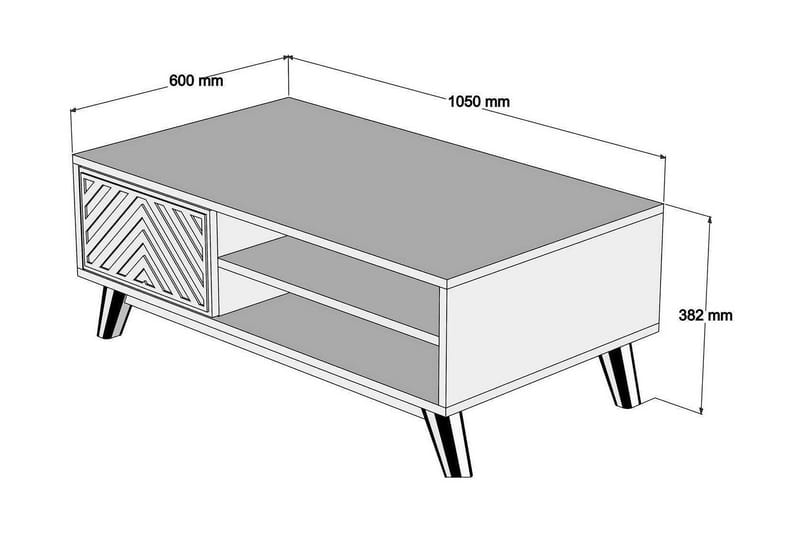 Soffbord Amtorp 105 cm med Förvaring 2 Hyllor Linjer + Skåp - Blå/Brun - Möbler - Bord & matgrupp - Soffbord