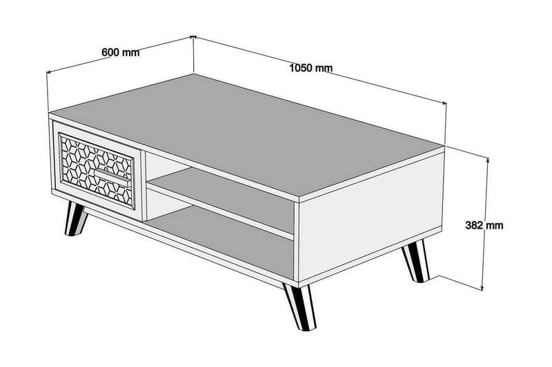 Soffbord Amtorp 105 cm med Förvaring 2 Hyllor+Skåp Diamantmö - Brun/Vit - Möbler - Bord & matgrupp - Soffbord