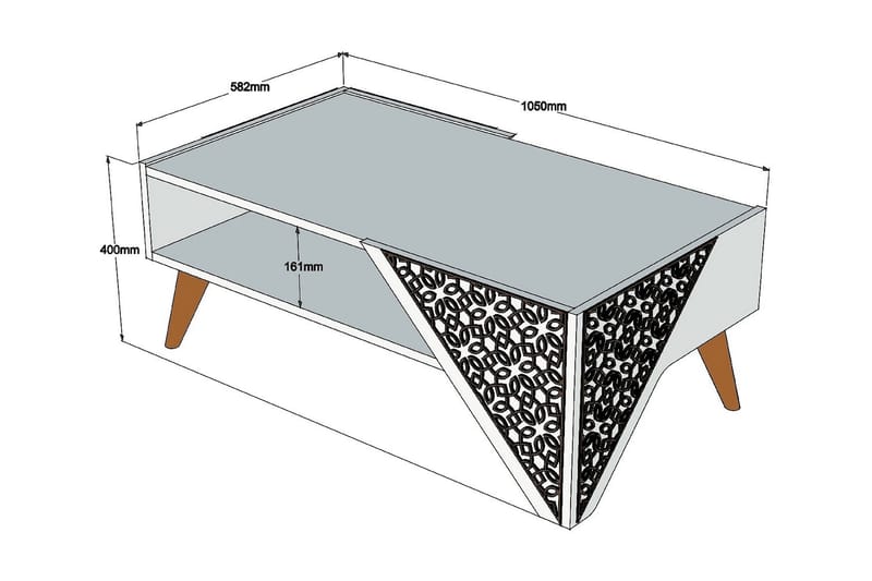 Soffbord Amtorp 105 cm med Förvaring Hylla Blommönster - Vit - Möbler - Bord & matgrupp - Soffbord