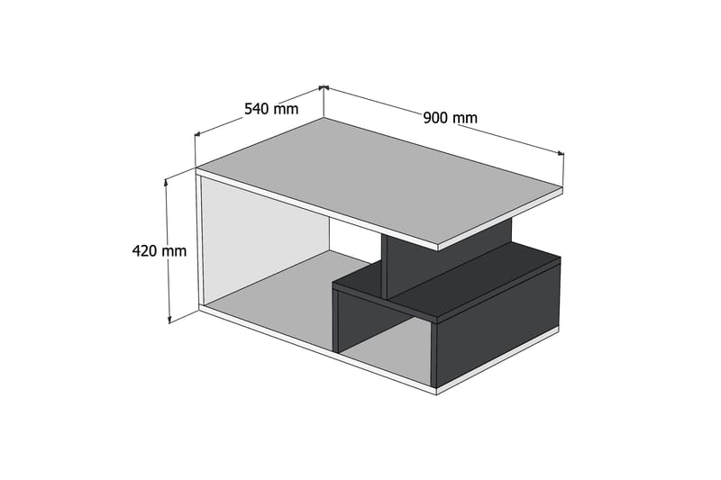 Soffbord Arteide 90 cm med Förvaring Hyllor - Mörkbrun/Natur/Vit - Möbler - Bord & matgrupp - Soffbord