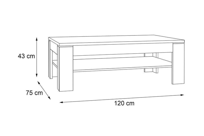 Soffbord Belaugh 120 cm med Förvaring Hylla - Natur - Möbler - Bord & matgrupp - Soffbord