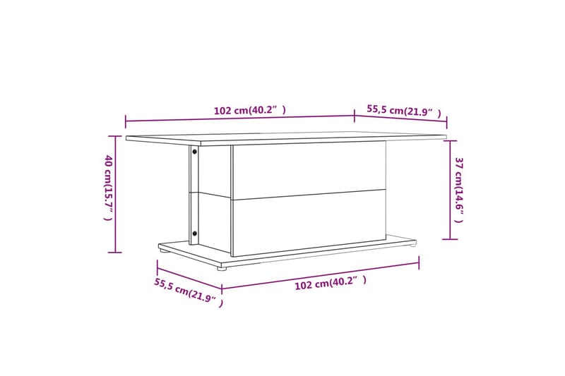 Soffbord betonggrå 102x55,5x40 cm spånskiva - Grå - Möbler - Bord & matgrupp - Soffbord