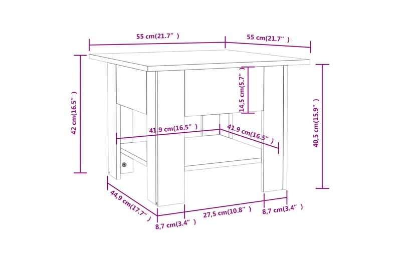 Soffbord brun ek 55x55x42 cm spånskiva - Brun - Möbler - Bord & matgrupp - Soffbord