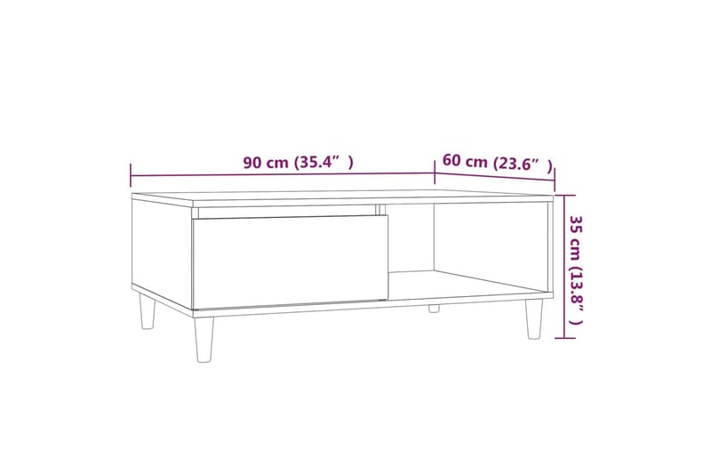 Soffbord brun ek 90x60x35 cm spånskiva - Brun - Möbler - Bord & matgrupp - Soffbord