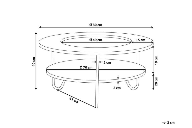 Soffbord Capay 80 cm Rund - Vit/Ljusbrun - Möbler - Bord & matgrupp - Soffbord