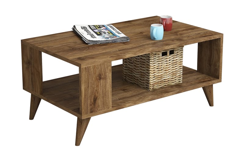 Soffbord Citira 90 cm med Förvaring Hylla - Mörkbrun - Soffbord med förvaring - Soffbord med hjul - Höj och sänkbart soffbord - Klaffbord & hopfällbart bord - Marmorbord - Soffbord