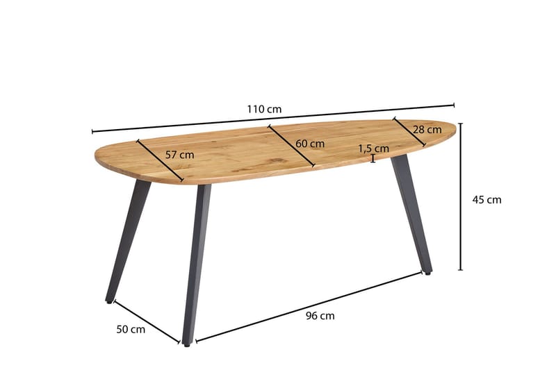 Soffbord Clanton 110 cm - Brun/Svart - Möbler - Bord & matgrupp - Soffbord