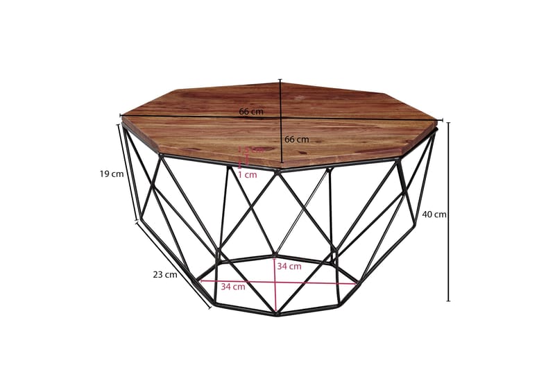 Soffbord Clanton 66 cm Hexagon - Valnötsbrun/Svart - Möbler - Bord & matgrupp - Soffbord