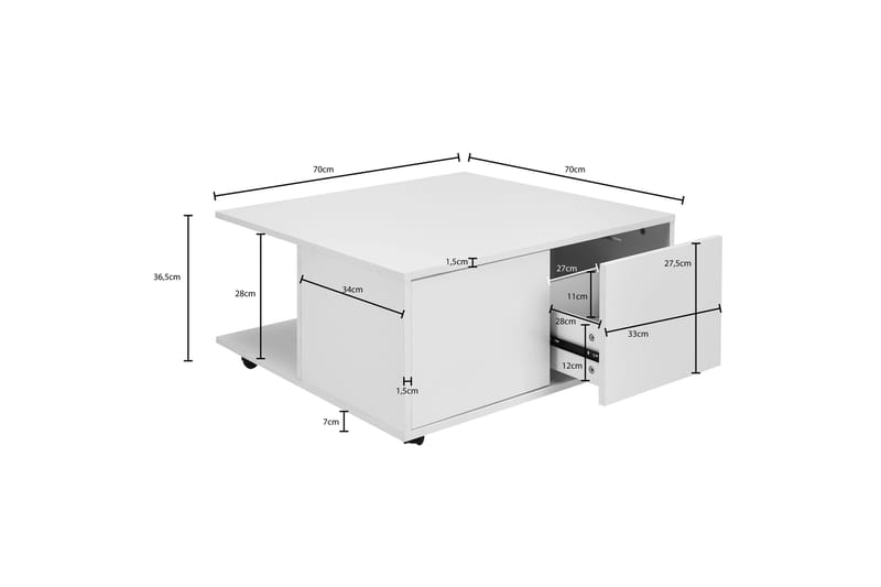 Soffbord Dari 70 cm - Vit - Möbler - Bord & matgrupp - Soffbord