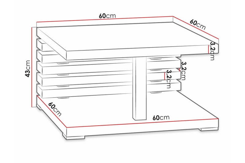 Soffbord Denogal 60 cm - Svart - Möbler - Bord & matgrupp - Soffbord