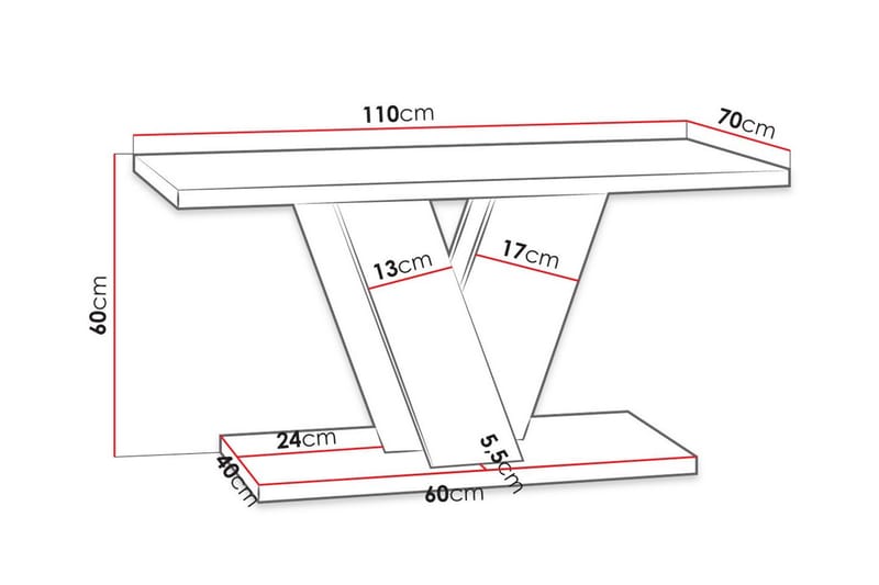 Soffbord Denogal 70 cm - Grå - Möbler - Bord & matgrupp - Soffbord