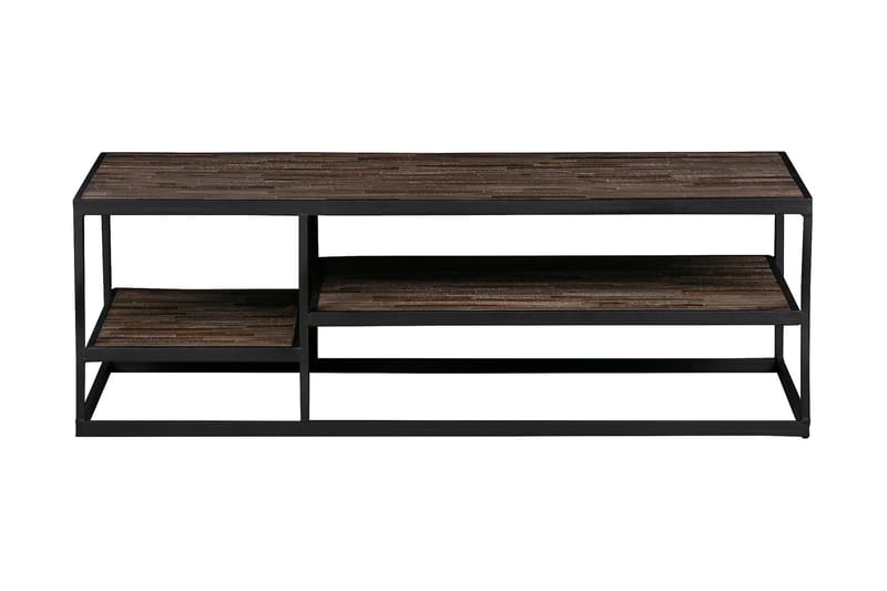 Soffbord Donetta 120 cm - Teak/Svart Järn - Soffbord med förvaring - Soffbord med hjul - Höj och sänkbart soffbord - Klaffbord & hopfällbart bord - Marmorbord - Soffbord
